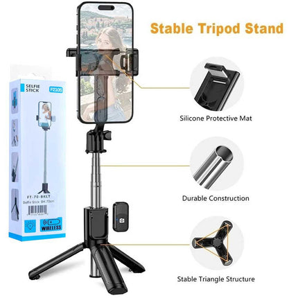 Flexible Tripod Holder Stand Selfie Stick With Bluetooth Remote and Fill Light For Mobile Phone