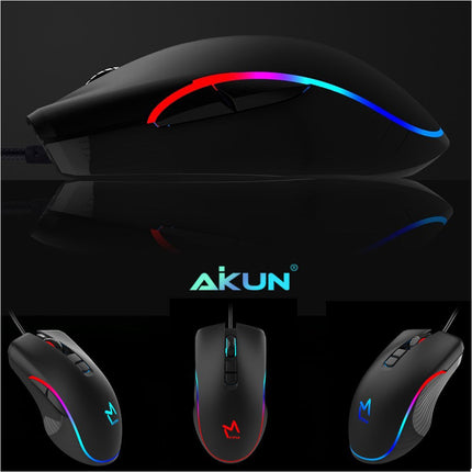 AKUN 7200DPI Wired USB 7 Button Backlit RGB Gaming Mouse PC Laptop Ergonomic