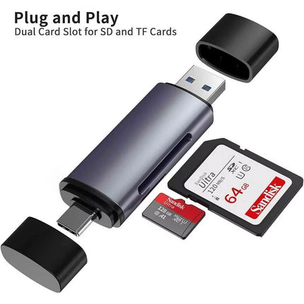 USB & USB-C Memory Card Reader for SD & TF (MicroSD) Cards - OTG Macbook Iphone