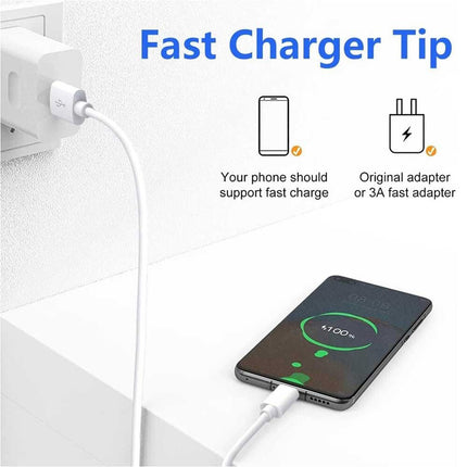Universal USB to Type-C Fast Wall Charger Adapter with Charging Cable White