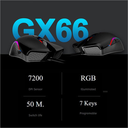 AKUN 7200DPI Wired USB 7 Button Backlit RGB Gaming Mouse PC Laptop Ergonomic