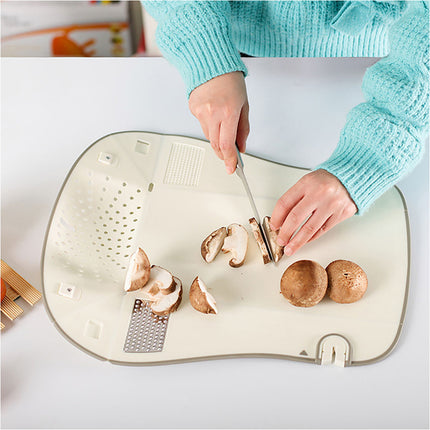 White Multi-purpose 6-in-1 Food Prep Board Portable Kitchen Cooking Tool