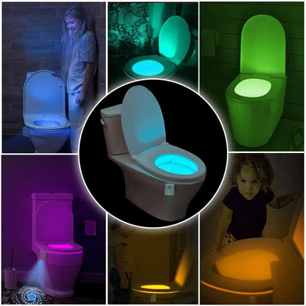 2PCS Toilet Bowl LED Night Light Motion Activated Seat Sensor Bathroom Lamp Light
