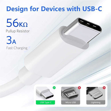 Universal USB to Type-C Fast Wall Charger Adapter with Charging Cable White