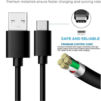 Universal USB to Type-C Fast Wall Charger Adapter with Charging Cable Black
