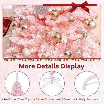1.8M Pink Christmas Tree Slim Pencil Unlit Corner Xmas Decor for Seasonal Carnival