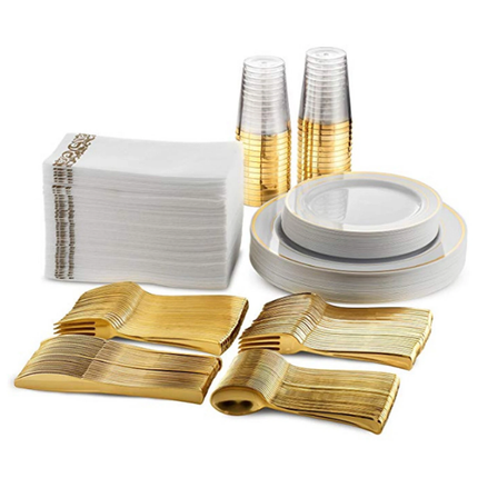 175pc Party Plates Reusable Dinner Cutlery Tableware Christmas Party For 25