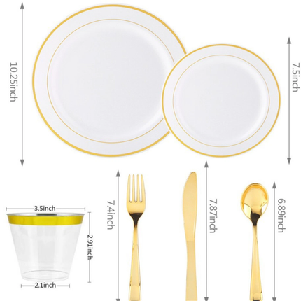 175pc Party Plates Reusable Dinner Cutlery Tableware Christmas Party For 25