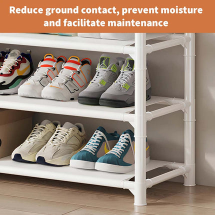 Shoe Rack Storage Cabinet Coat Hat Stand Metal Shelves 16 Pairs Black