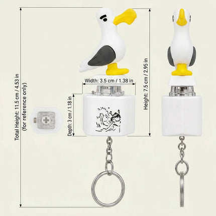 4Pcs Seagull Keychain,Button with Sound Rechargeable Keyboard Clicker Fidget