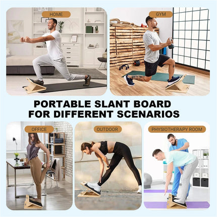 Adjustable Non-Slip Wooden Slant Board Incline Calf Stretcher Gym Exercise