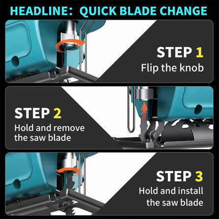 Brushless Cordless Jigsaw Woodworking Cutting Tool Compatible with Makita 18V Battery