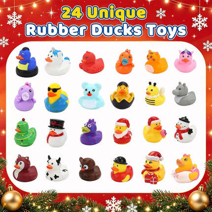 2026 Christmas Advent Calendar, 24 Days Rubber Duck  Countdown Set
