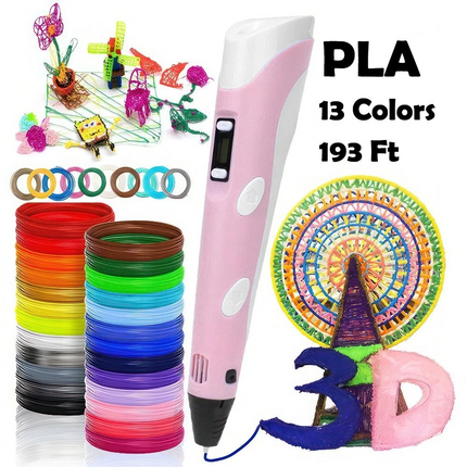 3D Printing Pen Kit with 59m PLA Filament USB Adjustable Temperature PLA ABS Compatible Pink