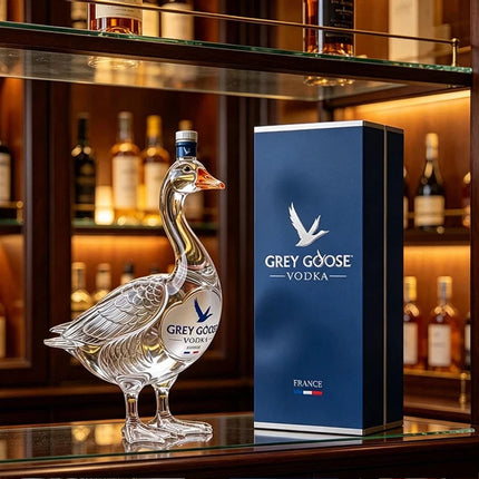 3D Sculpted Grey Goose Glass Whiskey Bottle for Home Bar Tabletop