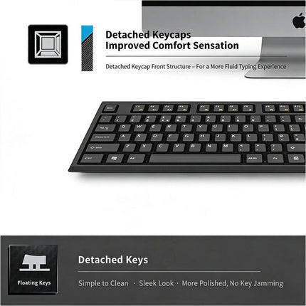 Aikun Bx2510 Wireless Keyboard and Mouse Combo Set 2.4G Cordless Optical for PC