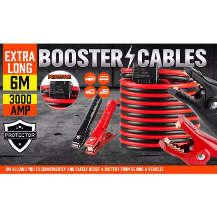 6M 3000AMP Jumper Leads Long Surge Protection Car Boost Cables Alarm Indicator