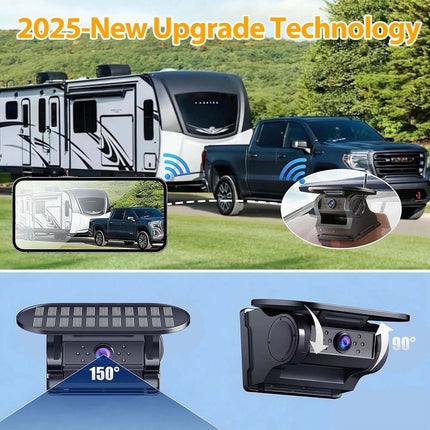 Wireless Reversing Camera Solar Wifi 1080P BSD For iPhone Android Truck