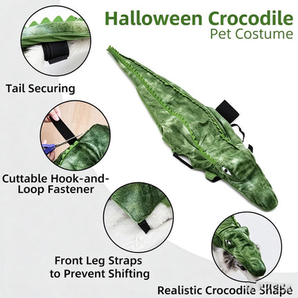 Novelty Alligator Dog Cat Outfit Plush Dog Crocodile Suit Halloween Pet Costume