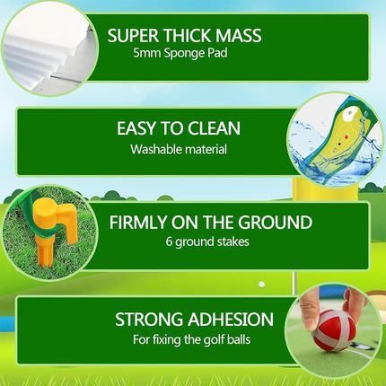 Chipping Golf Game Mat Indoor Stick Chip Game with 20 Grip Golf Balls