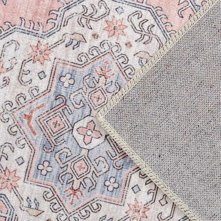 Washable Tribal Pattern Floor Rug Pink Large Mat for Household Dining Room 160*230cm