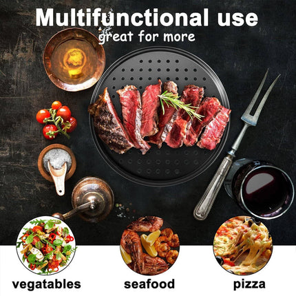 4Pcs Pizza Steel Pan for Oven Nonstick Perforated Round Pizza Baking Sheet Oven Tray 24.5+26+28+32cm