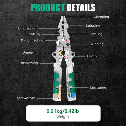 8-In-1 Wire Stripper with Voltage Tester Versatile Wire Stripping Pliers Tools