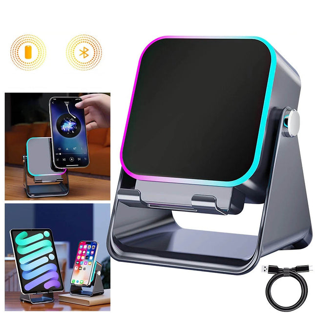 5-in-1 Wireless Induction Bluetooth Speaker Adjustable Phone Stand,Rechargeable