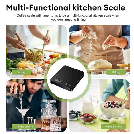 2x Digital Coffee Scale Timer Espresso USB High Precision Measures Kitchen Scale