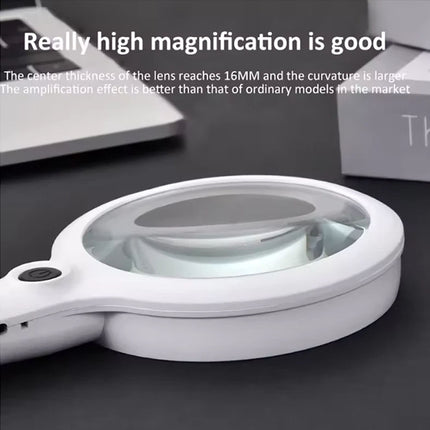 30X  10X Handheld Magnifier Rechargeable 24 LED Light Magnifying Glass