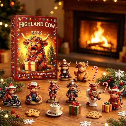 Highland Cow Advent Calendar 2026 24 Days Countdown Calendars 24 3D Cow Doll Style B