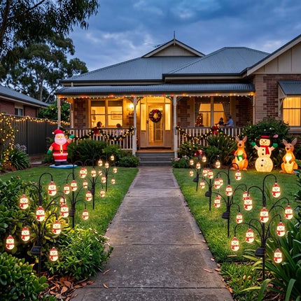 Magical Solar Christmas Stake Lights With Auto-On Weatherproof Garden Pathway Scarf Snowman Light