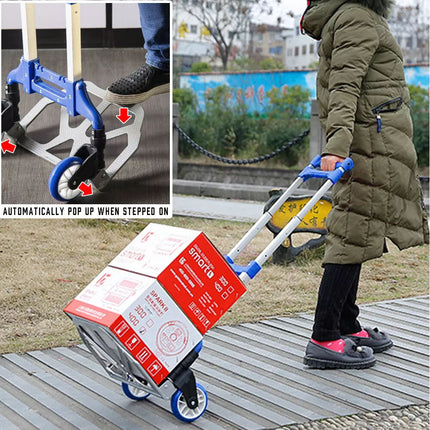 80Kg Folding Trolley Aluminium Hand Truck Portable Luggage Cart Push Dolly Wheel
