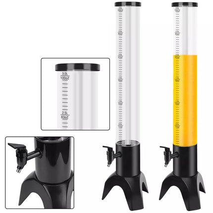 1Pack Beer Tower Dispenser Clear Beverage Tower Dispenser Removable Ice Tube