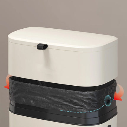 Wall Mounted Hanging Waste Bin with Lid Household Cabinet Trash Can Cream White