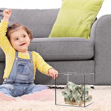 Piggy Bank for Adults , Must Break to Open, Clear Acrylic Money Bank