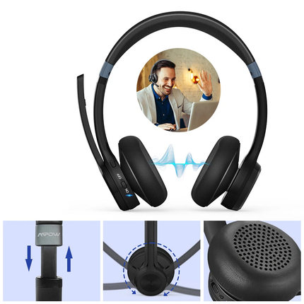 Wireless Headphones Bluetooth Noise Cancelling Stereo Earphones Over Ear Headset