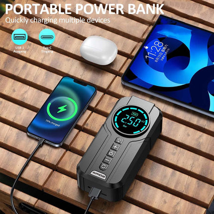 8000A Car Jump Starter with Air Compressor Portable Car Battery Booster with LED