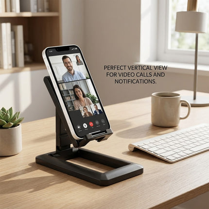 Black Foldable Adjustable Universal Desk Stand Holder For Mobile Phone Tablet Portable