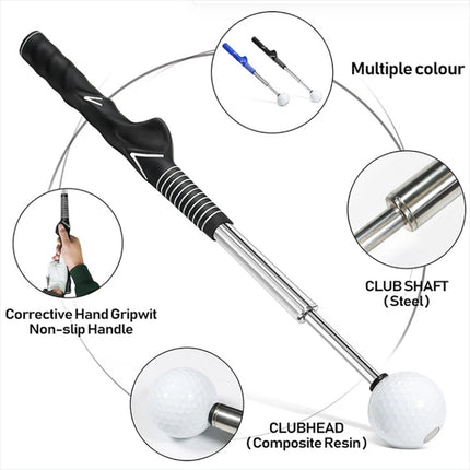 Golf Swing Practice Stick Telescopic Trainer Master Training Aid Posture Correct  （black）