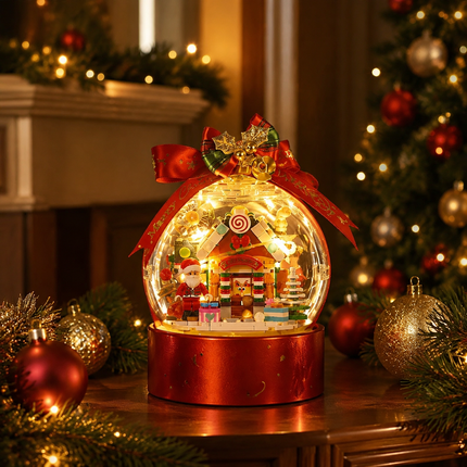 LOZ Christmas Winter House Snow Globe Mini Bricks LED Building Toy Gift 466pcs