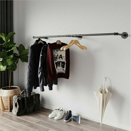 Clothes Rack Industrial Pipe Wall Mounted Garment Rack Hanging RodCloset Storage