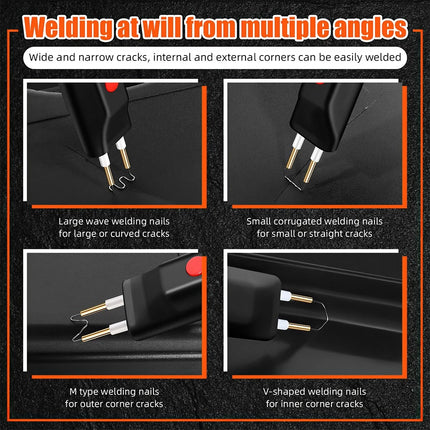 Hot Stapler Gun Plastic Welder Repair Car Bumper Welding Machine with 200 Staple Black