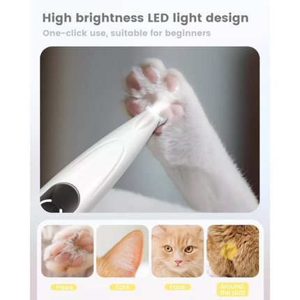 Pet Dog Electric Groomer Trimmer Pet Foot Hair Cat Dog Paw Shaver LED Waterproof