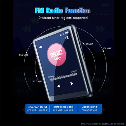 Bluetooth MP4/MP3 Touch Scree HiFi Music Player FM Radio Support 128GB