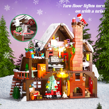 LED Christmas Cabin House Interactive Building Blocks Mini Bricks Toy Gift AU