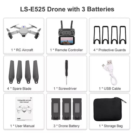 4K 1080P Drone WIFI FPV Camera 3 Batteries Foldable Selfie RC Quadcopter