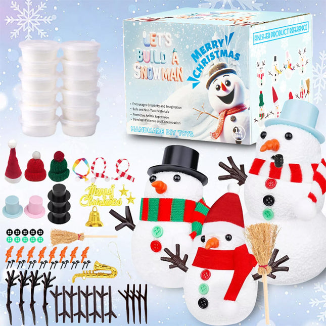 12Pcs Christmas Snowman DIY Craft Kit Build Snowman Air Dry Clay Gift Toys