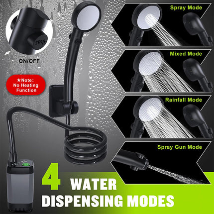 Portable Camping Shower, 6000mAh Rechargeable Electric Shower Pump W/LED Display Grey