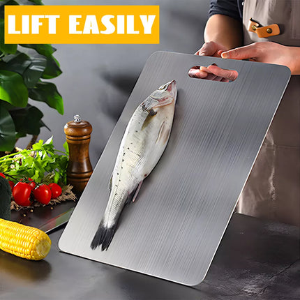 Stainless Steel Cutting Board Double-Sided Chopping Boards For Kitchen Camping 34*23(1.2mm)
